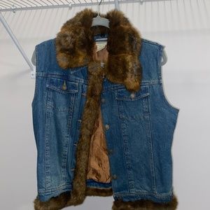 St John’s Bay denim fur trim Vest